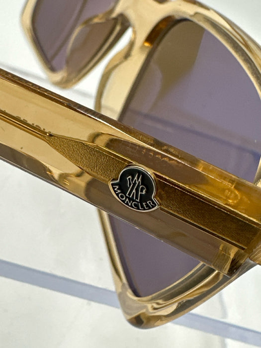 Moncler Light Brown Acetate Square Lens tinted lens Clear Sunglasses