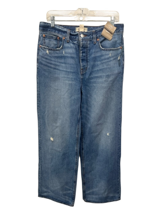 Madewell Size 28 Medium Wash Cotton Distressed Whiskering Low Rise Baggy Jeans Medium Wash / 28
