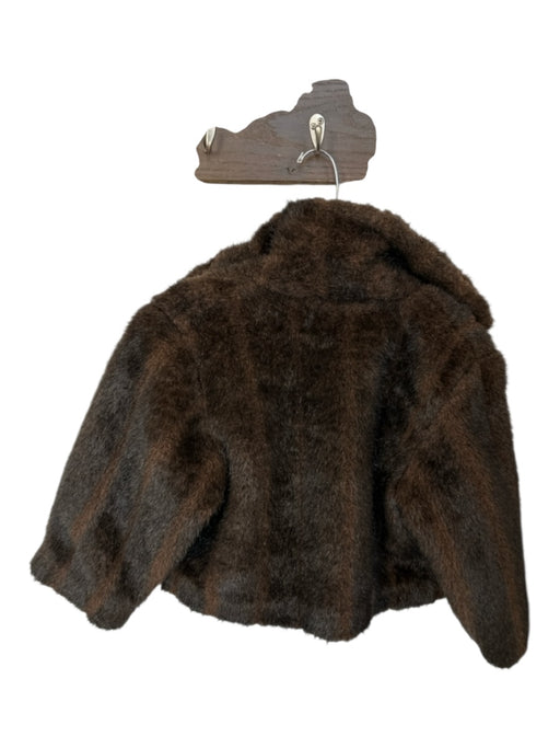 Cejon Size S/M Dark Brown Faux Fur Long Sleeve Collar Cropped Jacket Dark Brown / S/M