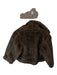 Cejon Size S/M Dark Brown Faux Fur Long Sleeve Collar Cropped Jacket Dark Brown / S/M