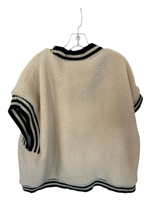 Oli & Hali Size S Cream & Black Faux Shearling Short Sleeve Fuzzy Jacket Cream & Black / S