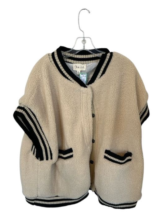 Oli & Hali Size S Cream & Black Faux Shearling Short Sleeve Fuzzy Jacket Cream & Black / S