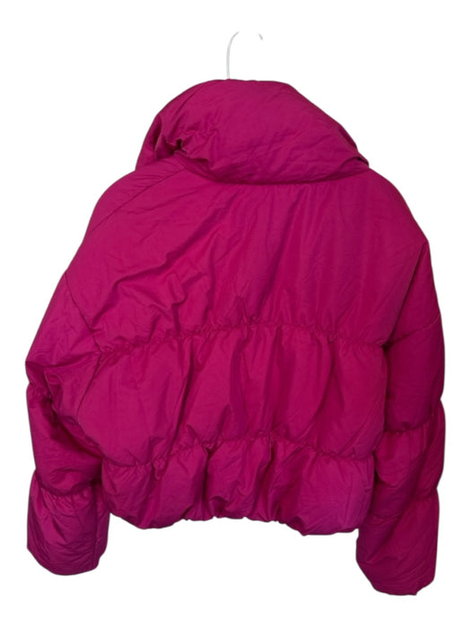 Double Zero Size L Magenta Polyester Blend Long Sleeve Puffer Cropped Jacket Magenta / L