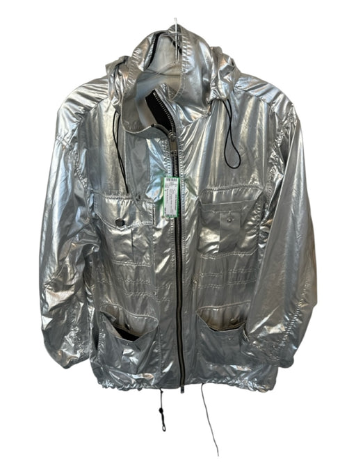 Michael Michael Kors Size S Silver Polyester Metallic Hood Full Zip Jacket Silver / S