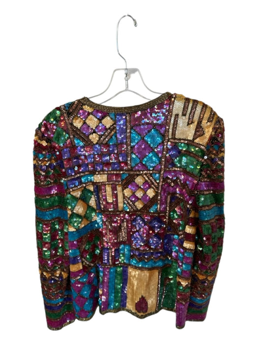 Laurence Kazar Size L Multi Sequin Long Sleeve Open Front Jacket Multi / L