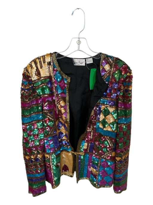 Laurence Kazar Size L Multi Sequin Long Sleeve Open Front Jacket Multi / L