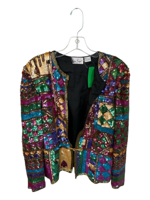 Laurence Kazar Size L Multi Sequin Long Sleeve Open Front Jacket Multi / L