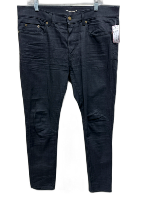 Saint Laurent Size 34 Black Cotton Solid Zip Fly Men's Pants Black / 34