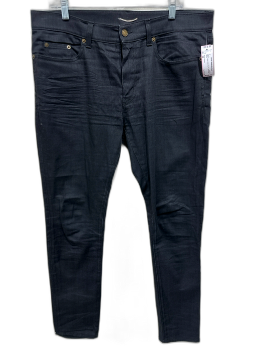 Saint Laurent Size 34 Black Cotton Solid Zip Fly Men's Pants Black / 34