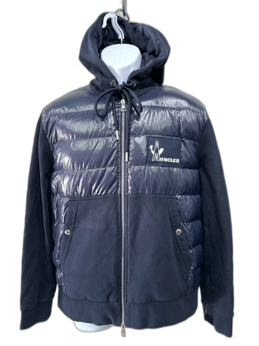 Moncler Size XXL Navy Blue Cotton Zip Up Drawstring Hood Men's Jacket Navy Blue / XXL