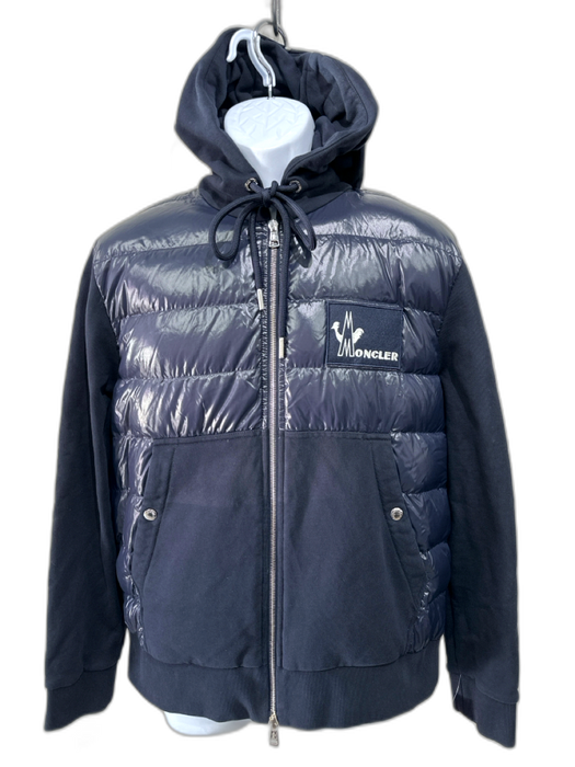 Moncler Size XXL Navy Blue Cotton Zip Up Drawstring Hood Men's Jacket Navy Blue / XXL