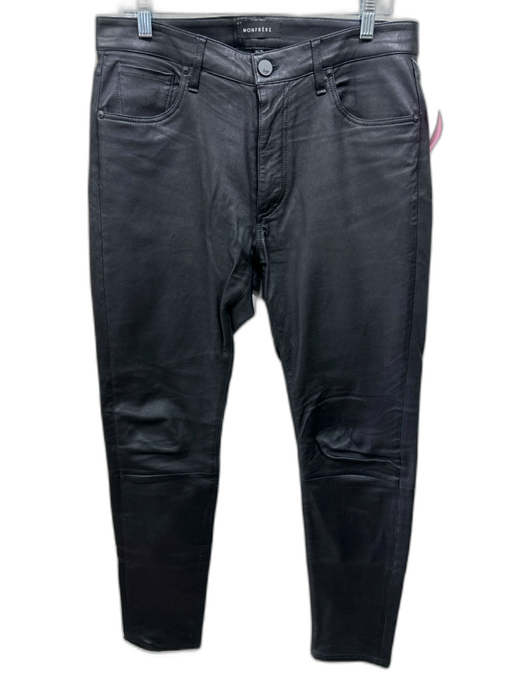 Monfrere Size 34 Black Noir Leather Solid Zip Fly Men's Pants Black / 34