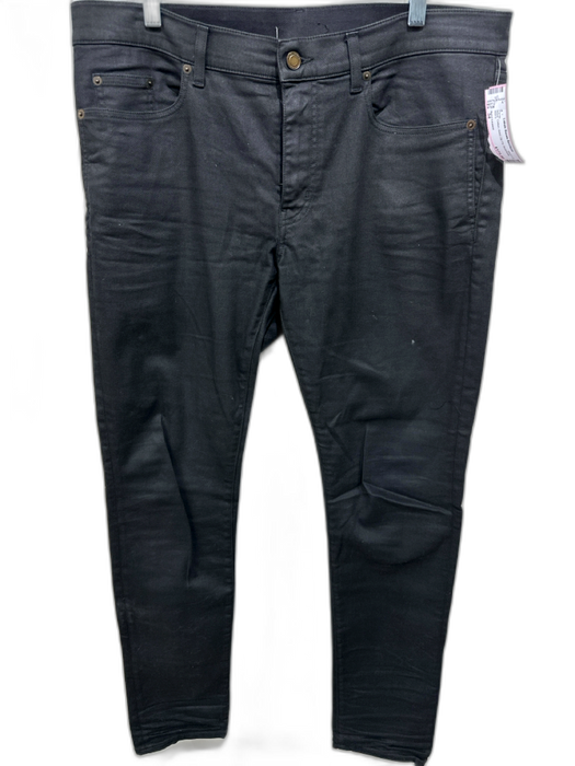 Saint Laurent Size 34 Black Cotton Solid Zip Fly Men's Pants Black / 34