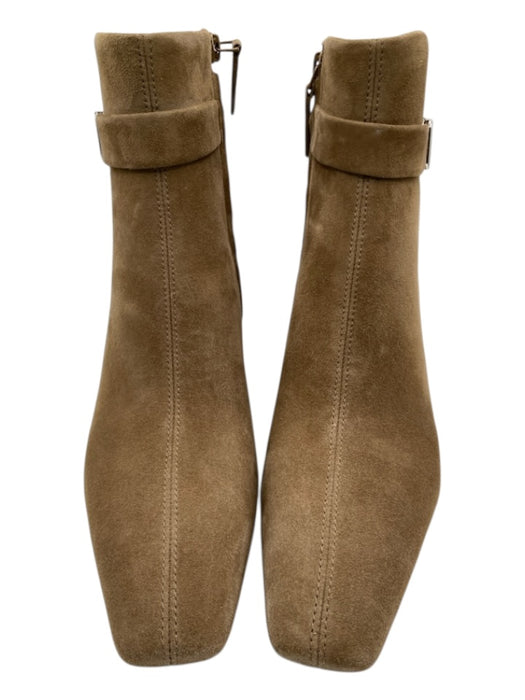 Tory Burch Shoe Size 8.5 Taupe Brown Suede Side Zip Square Toe Booties Taupe Brown / 8.5