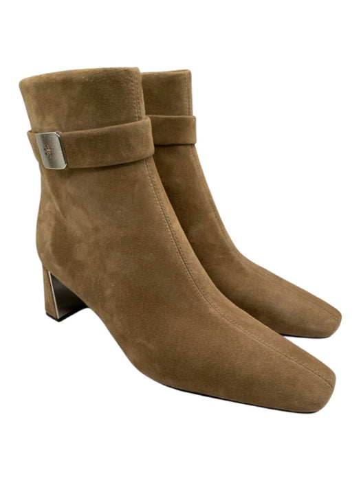 Tory Burch Shoe Size 8.5 Taupe Brown Suede Side Zip Square Toe Booties Taupe Brown / 8.5
