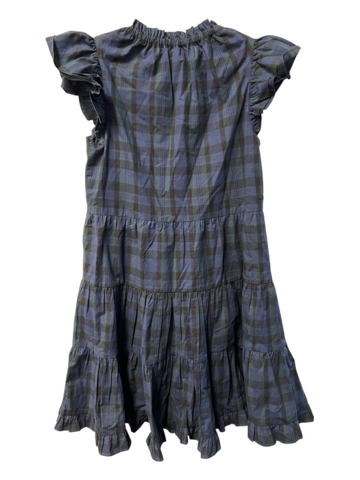 STS Size XS Blue & Green Cotton Plaid Short Sleeve Ruffle Detail Dress Blue & Green / XS