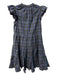 STS Size XS Blue & Green Cotton Plaid Short Sleeve Ruffle Detail Dress Blue & Green / XS