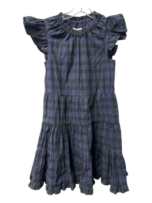 STS Size XS Blue & Green Cotton Plaid Short Sleeve Ruffle Detail Dress Blue & Green / XS