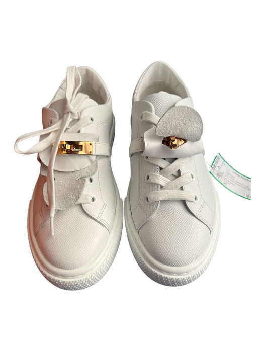 Hermes Shoe Size 36 White Calfskin Low Top lace up Xtra Laces Sneakers White / 36