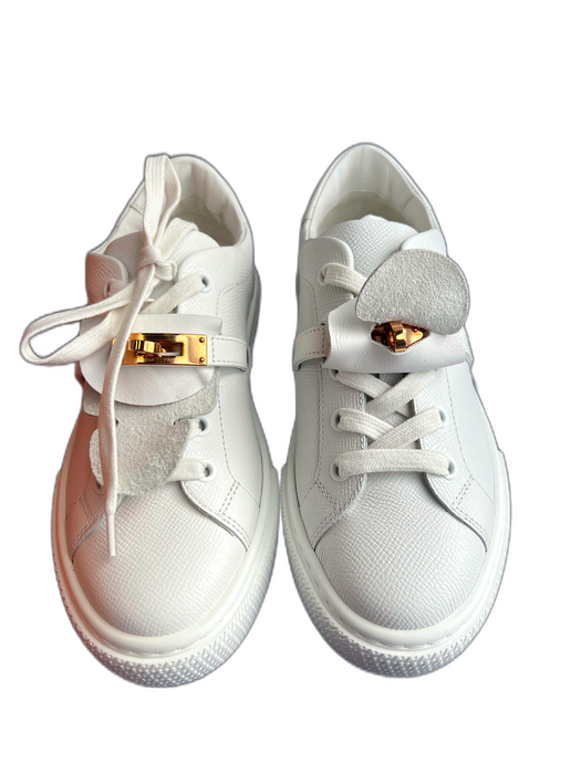 Hermes Shoe Size 36 White Calfskin Low Top lace up Xtra Laces Sneakers White / 36