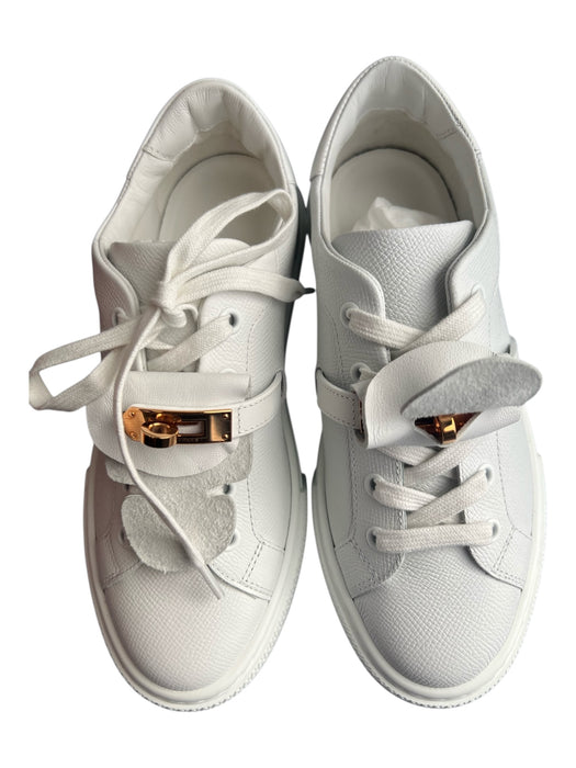 Hermes Shoe Size 36 White Calfskin Low Top lace up Xtra Laces Sneakers White / 36