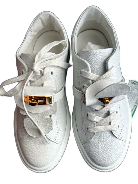 Hermes Shoe Size 36 White Calfskin Low Top lace up Xtra Laces Sneakers White / 36
