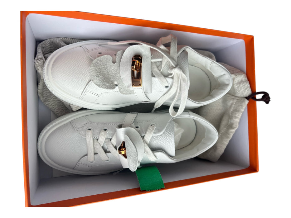 Hermes Shoe Size 36 White Calfskin Low Top lace up Xtra Laces Sneakers White / 36