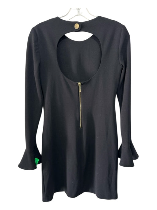 Calvin Klein Size 2 Black Polyester Open Back Long Sleeve Back Zip Dress Black / 2