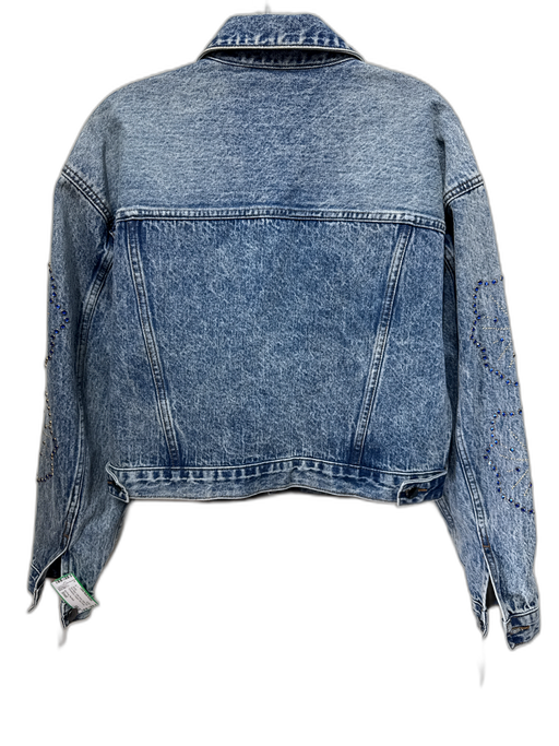 Kut From The Kloth Size Small Acid Wash Cotton Denim Button Front Cropped Jacket Acid Wash / Small