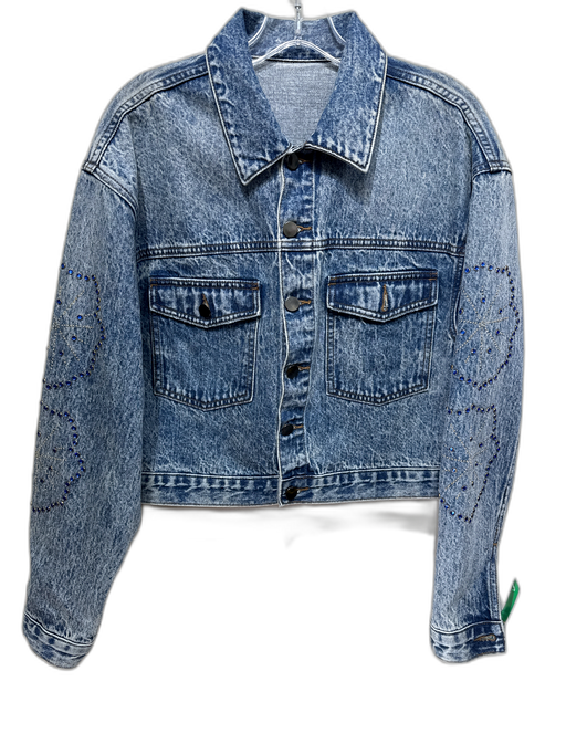 Kut From The Kloth Size Small Acid Wash Cotton Denim Button Front Cropped Jacket Acid Wash / Small