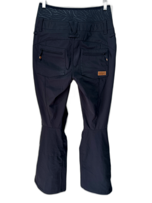 Roxy Size Small Black Polyester Blend High Rise Zebra Print Flare Pants Black / Small