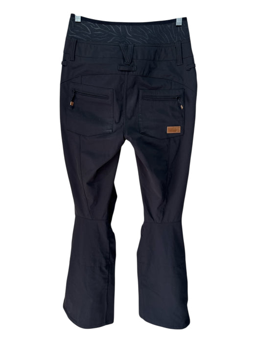 Roxy Size Small Black Polyester Blend High Rise Zebra Print Flare Pants Black / Small