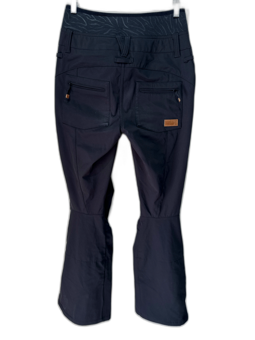 Roxy Size Small Black Polyester Blend High Rise Zebra Print Flare Pants Black / Small