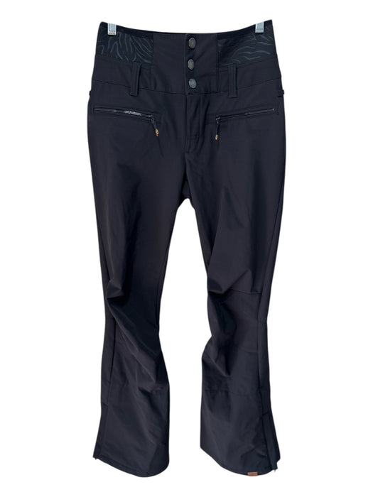 Roxy Size Small Black Polyester Blend High Rise Zebra Print Flare Pants Black / Small