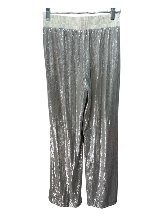 S'edge Size XS Cream & Silver Rayon Blend Elastic Waist All Over Sequins Pants Cream & Silver / XS