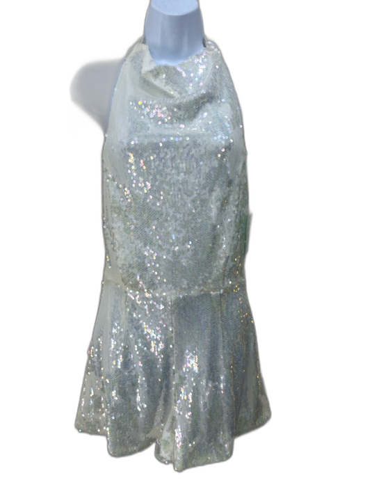 Queen of Sparkles Size XS White Sleeveless All Over Sequins Halter Neck Romper White / XS