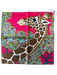 Hermes Pink, Green, Brown Silk Square Giraffe Floral Rolled Hem scarf Pink, Green, Brown / 45