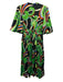 Alden Adair Size XS Green, Blue, Orange Polyester Short Bubble Sleeve Midi Dress Green, Blue, Orange / XS