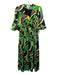Alden Adair Size XS Green, Blue, Orange Polyester Short Bubble Sleeve Midi Dress Green, Blue, Orange / XS