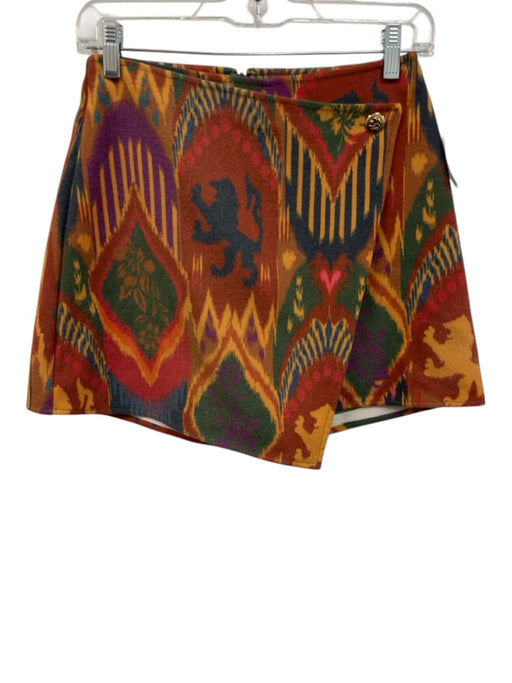 Alden Adair Size XS Brown, Yellow, Purple Polyester Back Zip Skort Mini Skirt Brown, Yellow, Purple / XS