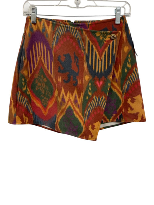 Alden Adair Size XS Brown, Yellow, Purple Polyester Back Zip Skort Mini Skirt Brown, Yellow, Purple / XS