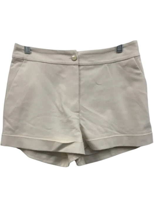 S'edge Size M Cream White Cotton & Polyester Blend Zip & Button Cuffed Shorts Cream White / M