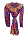 Alden Adair Size XS Blue, Orange, Red Cotton Blend Long Sleeve Floral Dress Blue, Orange, Red / XS