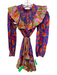 Alden Adair Size XS Blue, Orange, Red Cotton Blend Long Sleeve Floral Dress Blue, Orange, Red / XS