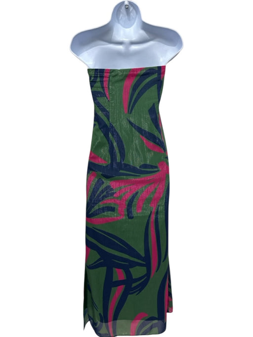 Alden Adair Size Small Green, Blue, Pink Strapless Abstract Print Midi Dress Green, Blue, Pink / Small