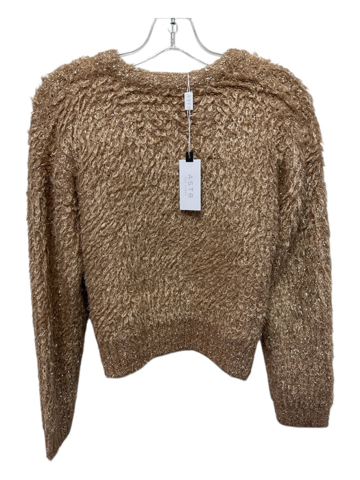 ASTR The Label Size Small Gold & Beige Acrylic Blend Long Sleeve Ribbed Sweater Gold & Beige / Small