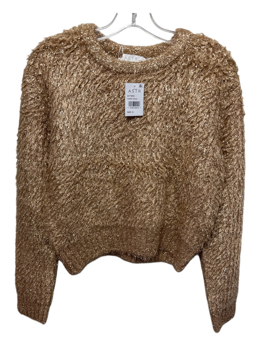 ASTR The Label Size Small Gold & Beige Acrylic Blend Long Sleeve Ribbed Sweater Gold & Beige / Small