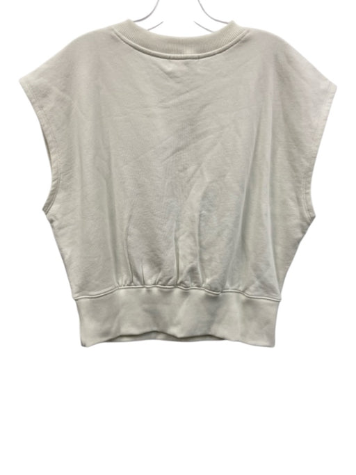 Nation Los Angeles Size XL Cream White Cotton Cap Sleeve Button Detail Top Cream White / XL