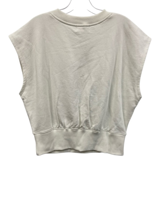 Nation Los Angeles Size XL Cream White Cotton Cap Sleeve Button Detail Top Cream White / XL