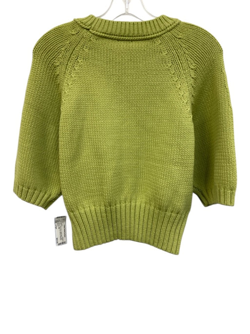 Maeve Size Large Light Green Cotton Blend Half Sleeve Logo Knit Ribbed Sweater Light Green / Large